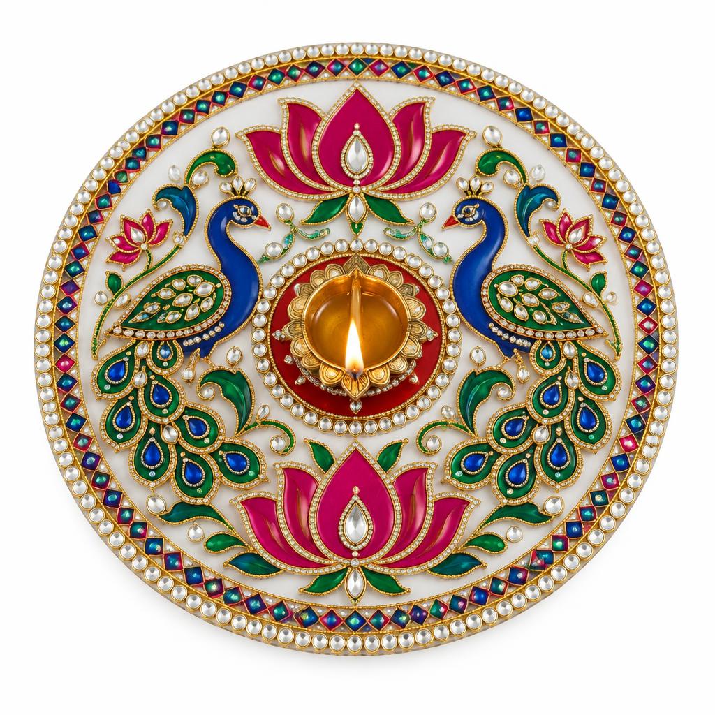 Acrylic Ready Rangoli Mat (Round 12 inch)