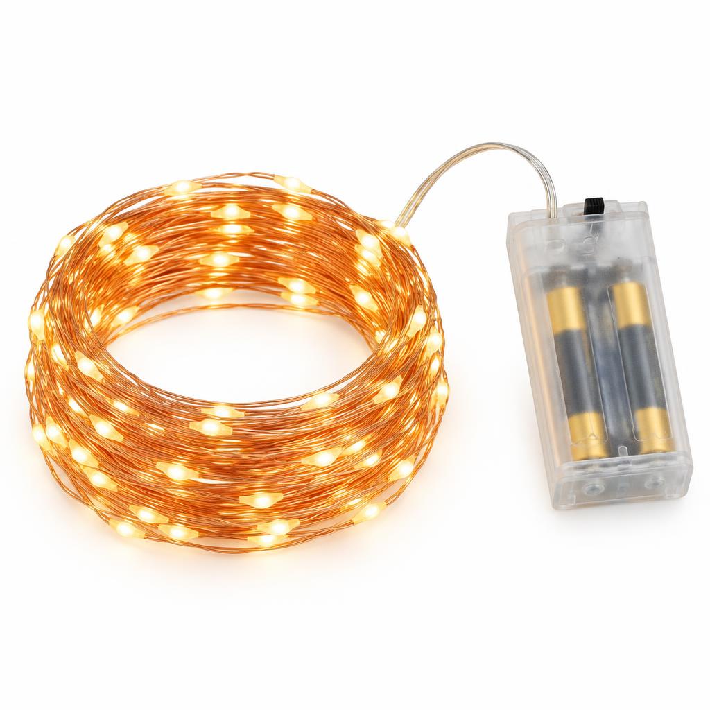 Copper Wire Fairy Lights (Battery, 10 m)