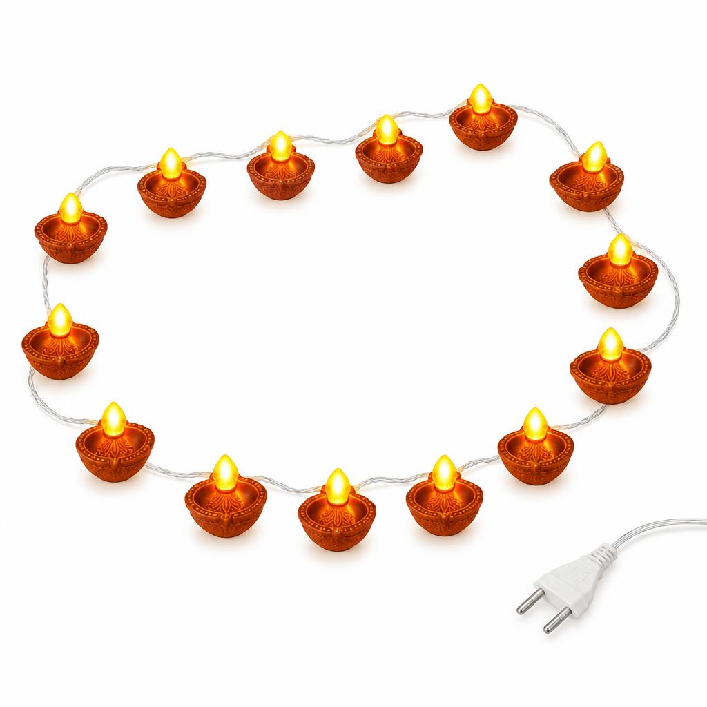 Diya Shaped LED String Light (16 Diyas)