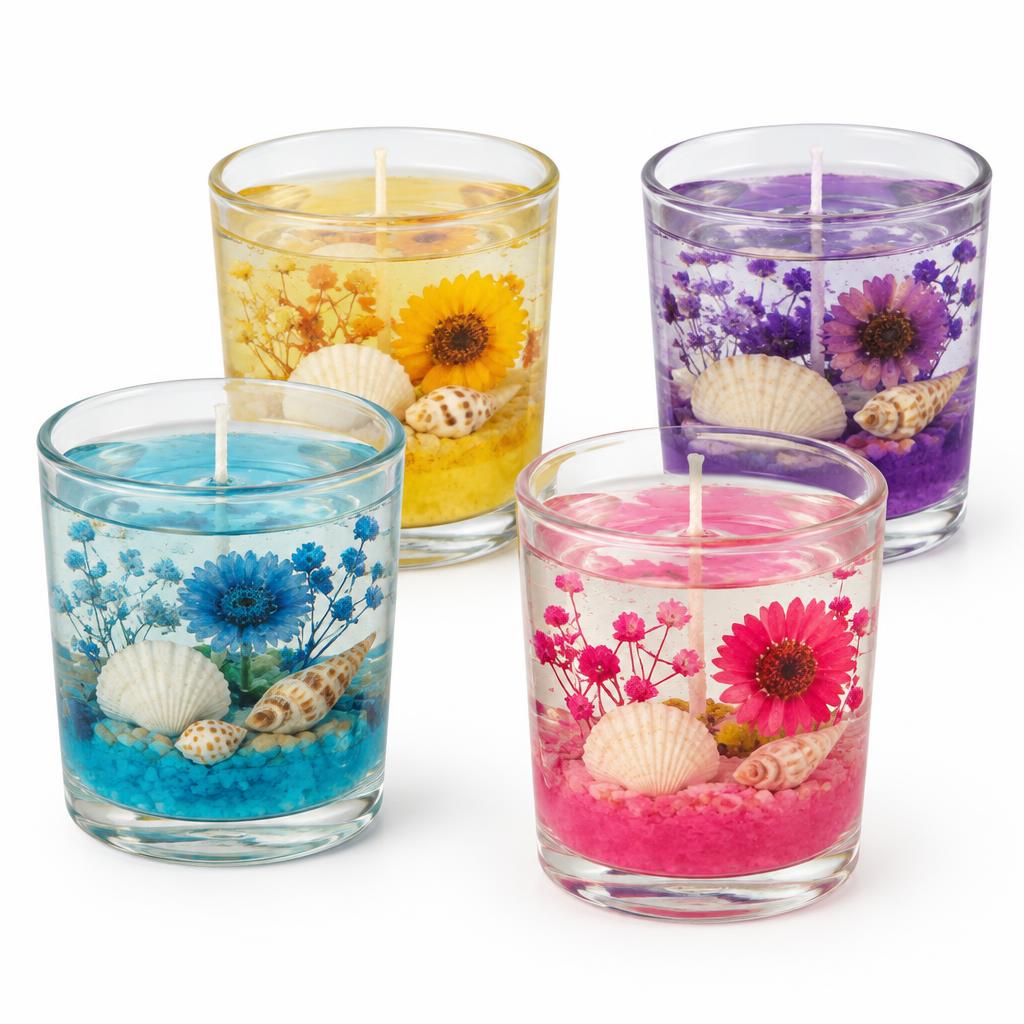 Gel Wax Glass Candles (Pack of 4)