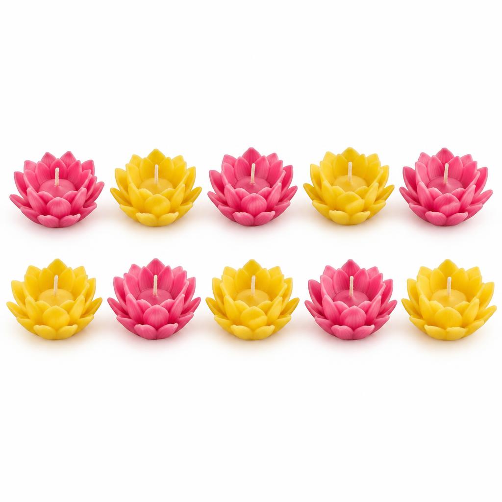 Lotus Shaped Wax Diyas (Pack of 10)