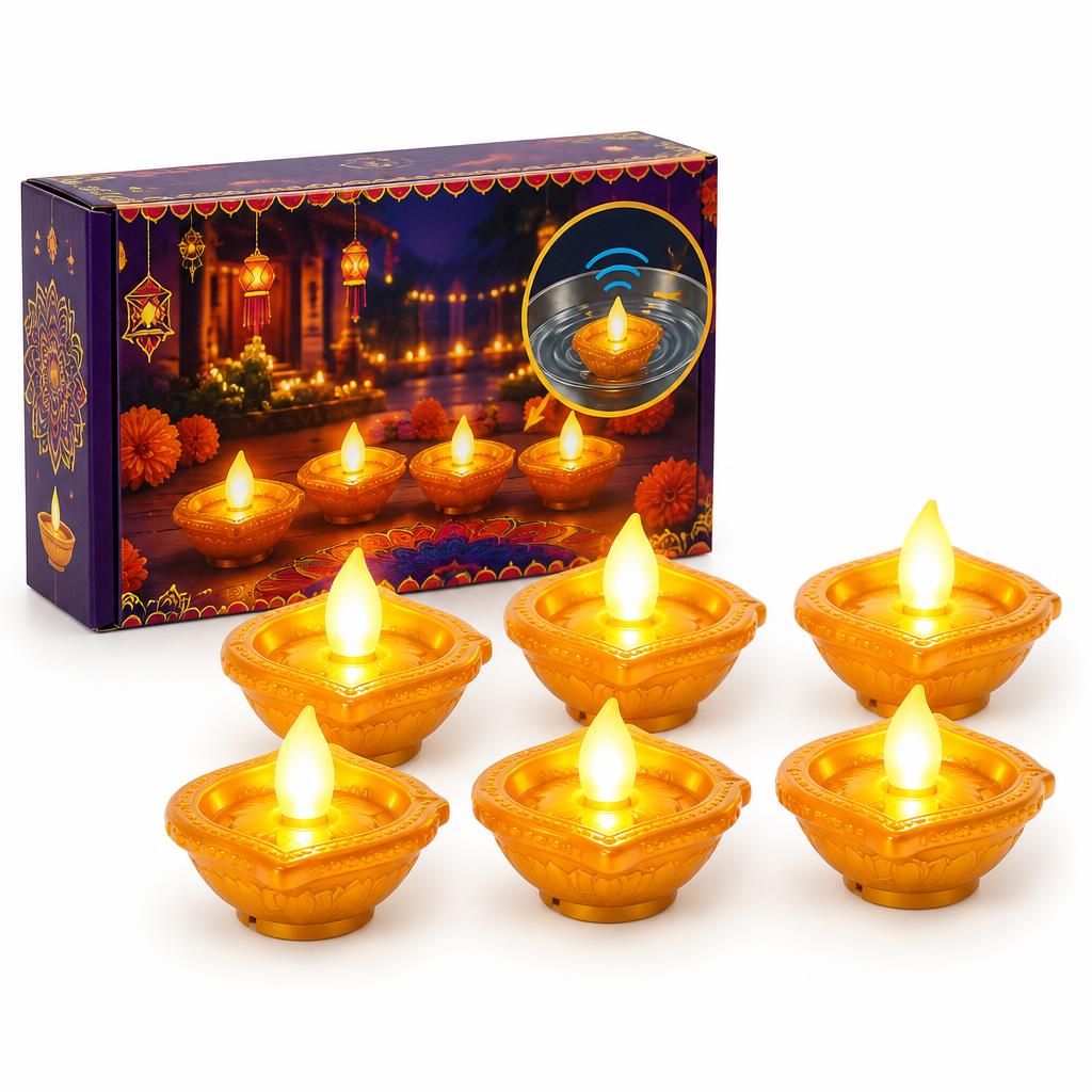 Water Sensor LED Diyas (Pack of 6)